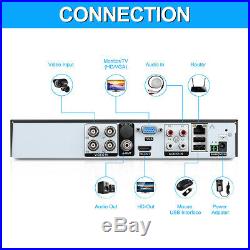 FLOUREON 4CH HDMI DVR 1080N CCTV Outdoor 1500TVL Home Security Camera System Kit