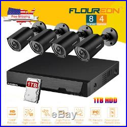 FLOUREON 8CH 1080N CCTV AHD DVR Set 1080P 3000TVL Security Camera System 1TB HDD