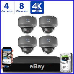 GW 8 Channel 4K DVR (4) 8MP CCTV Varifocal Zoom 4K Dome Security Camera System
