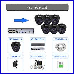 H. 265 6pcs 2MP1080P HD 48LEDs CCTV IP DOME Camera Net POE NVR Security system CN