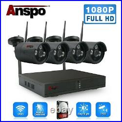 HD 1080P 4/8CH CCTV WiFi NVR 1TB HDD 2MP Outdoor Wireless Security Camera System