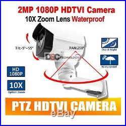 HD 1080P TVI PTZ Bullet Camera Outdoor 10X Optical Zoom 5.1-51mm Lens BNC IR80M