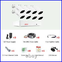HD 1080P Wired CCTV Security Camera System Outdoor Home 8CH DVR Kit Night Vision