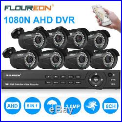 HD 8CH 1080P DVR 3000TVL Outdoor Home Surveillance Security Camera System Kit