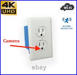 HD1080P Security Wifi Camera Wall Mount AC Outlet Full Hidden Spy DVR Audio 64GB