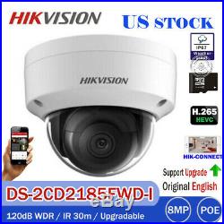 HIKVISION 4K 8MP DS-2CD2185FWD-I IP IR 3-Axis Dome H. 265 2.8mm Camera Upgradable