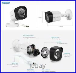 HIRIX 4CH 1080P Home Security Camera System OutdoorVideo Monitoring CCTV Kit HDD