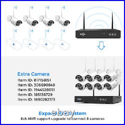 HISEEU 3MP Security Camera System Wireless Outdoor Wifi IP CCTV 8CH 2K NVR Kit