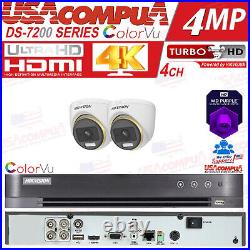 Hikvision 4CH CCTV Security Camera System With4 Camera 4MP ColorVu HD Turret