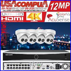 Hikvision 4K 16CH CCTV IP Security Camera System 4K Turret AcuSence Lot