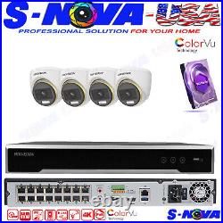 Hikvision 4K 16CH PoE IP Security CCTV Camera System ColorVu 4MP Turret 2TB