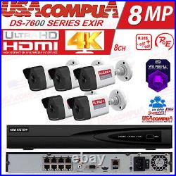 Hikvision 4K CCTV Security Camera System 8 CH POE NVR 4MP Bullet 8 CHANNEL Lot