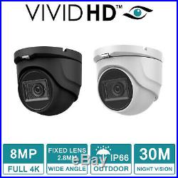 Hikvision 8mp Cctv 4k Uhd Dvr 8ch System Outdoor VIVID Hd Camera Security Kit Uk
