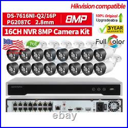Hikvision Compatible 16CH ColorVu 8MP 4K Bullet Security Camera CCTV System Lot