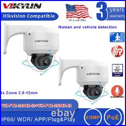 Hikvision Compatible 5MP 8MP PTZ 4X Zoom CCTV Security IP Camera Mic POE IR US