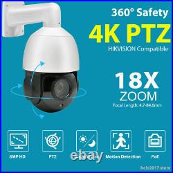 Hikvision Compatible 8MP 4K PTZ 18x Zoom Security IP Camera CCTV PoE IR Outdoor