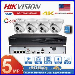 Hikvision Kit 4CH 4PoE NVR 5MP Security IP Camera Dual Light Colorvu CCTV US Lot