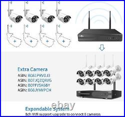 Hiseeu 10CH 2K 1080P Wireless Security Camera System WIFI CCTV Audio NVR Kit Lot