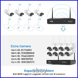 Hiseeu 10CH 2K NVR WIFI IP Security Cameras System CCTV Wireless Outdoor 1TB HDD