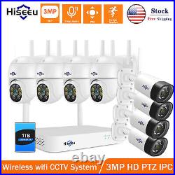 Hiseeu 10CH NVR 3MP Audio Wireless Security Camera System CCTV Full Color Lot