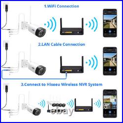 Hiseeu 2K 3MPWireless WIFI 10CH NVR CCTV Security Camera System Kit Outdoor Lot