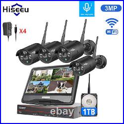 Hiseeu 2K 5MP Wireless Wifi Security Camera System CCTV System WithMonitor 1TB HDD