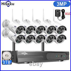 Hiseeu 3MP 10CH 10 cameras Security Camera System CCTV Kit WithAudio Outdoor