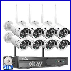 Hiseeu 3MP 8CH 2K NVR 3TB WiFi IP Wireless Outdoor Security Camera System CCTV