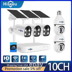 Hiseeu 4MP 10CH Wireless Wifi Solar Battery Security Camera CCTV System WithAudio