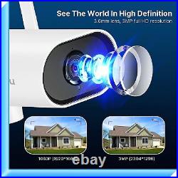 Hiseeu 8CH WIFI IP 2K NVR Outdoor Wireless Security Camera System CCTV Audio Cam