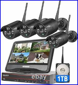 Hiseeu CCTV 8CH 2K NVR Wireless Security Camera System Outdoor Home WiFi 1TB HDD