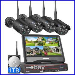 Hiseeu Wireless CCTV Security Camera System 8CH NVR 10'' LCD Monitor Outdoor Lot