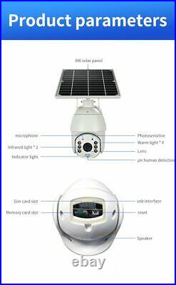 Home Security Camera Outdoor Solar Battery Powered Wireless Pan Tilt Spotlight