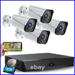 Home Security Camera System 4Pcs 1080P Cameras 8CH DVR Outdoor AHD CCTV 3TB HDD