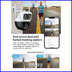 ICSEE 4MP + 4MP Dual Lens WiFi IP Camera Outdoor CCTV PTZ Home Security IR Cam