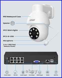 IeGeek 5MP PoE Security CCTV Camera Systems, 8 Channel 4K H. 265 NVR with 2TB