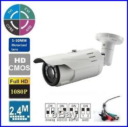 Long Range HDTVI 1080P IR Night Vision Bullet Outdoor Camera 5-50mm Up to 300FT