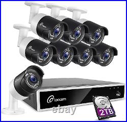 Loocam 1080P 8CH DVR Security Camera System CCTV Surveillance Camera H. 265+2TB
