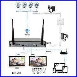 New 1080P HD 8CH CCTV Security Camera System Wireless Outdoor Home WiFi NVR Kit