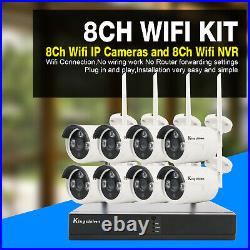 New 1080P Wireless Security Camera System 8CH HD CCTV WIFI Kit NVR Outdoor