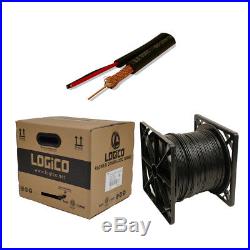New Black 1000ft Bulk Rg59 Siamese Cable 20awg+18/2 Cctv Security Camera Wire