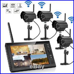 New Wireless 7 TFT LCD 2.4G Quad 4CH HD IR-CUT Camera Home CCTV Security System