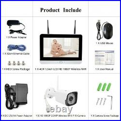 Outdoor H. 265+ 4CH 12 LCD NVR Wireless HD 1080P WiFi IP Security Camera System