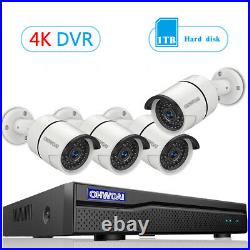 Outdoor Wired 8ch Home Security Camera System with 1TB Hard Drive 4pcs 1080P Cam