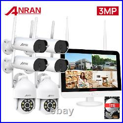 PTZ Dome 2Way Audio Wireless CCTV Security Camera System 1TB HDD 8CH 12Monitor