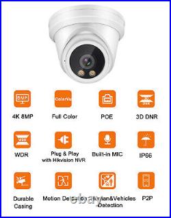Panoeagle 4K 8CH ColorVu Security Camera System MIC POE 8MP Dome CCTV Camera Lot
