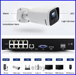PoE Security Camera System 8CH 5MP NVR Outdoor with 3TB Hard Drive & 4x Cameras