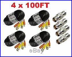 Premium Quality 4x100ft Video Power BNC Cable fit Zmodo CCTV Security Camera
