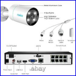 Reolink 4K POE Security Camera System 8CH NVR Kit Home Surveillance RLK8-812B4-A