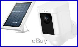 Ring Spotlight Cam Solar Outdoor Security Wireless Surveillance Camera White NEW